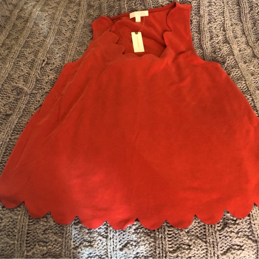 Anthropologie scalloped super-soft top NWT.